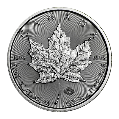 A picture of a 1 oz Platinum Maple Leaf Coin (2021)